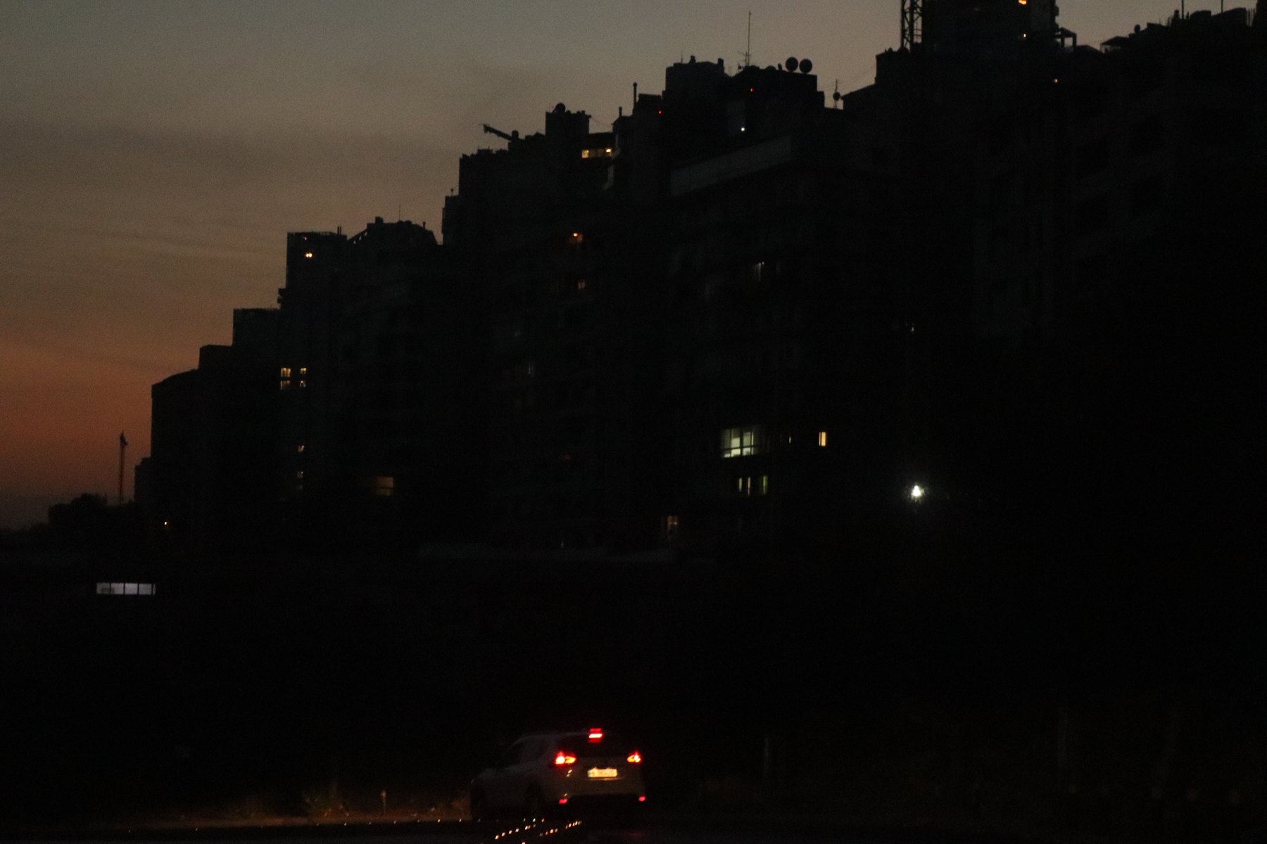 Beirut skyline in darkness during the 2021 blackout